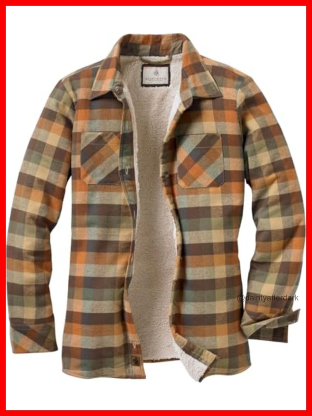 Sherpa Lined Plaid Flannel Shacket Button Down Shirt Jacket